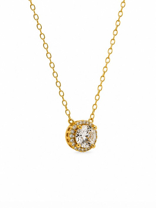 1.19 Ctw Lab Grown Diamond Necklace in 925 Yellow Gold Plated