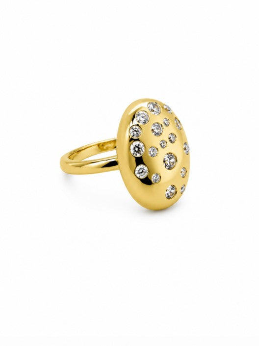 0.86 Ctw Lab Grown Diamond Ring in 925 Yellow Gold Plated