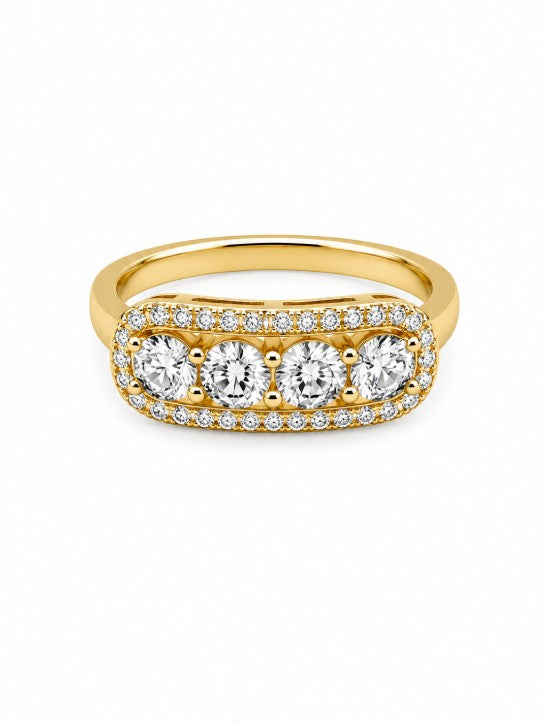 1.24 Ctw Lab Grown Diamond Ring in 925 Yellow Gold Plated