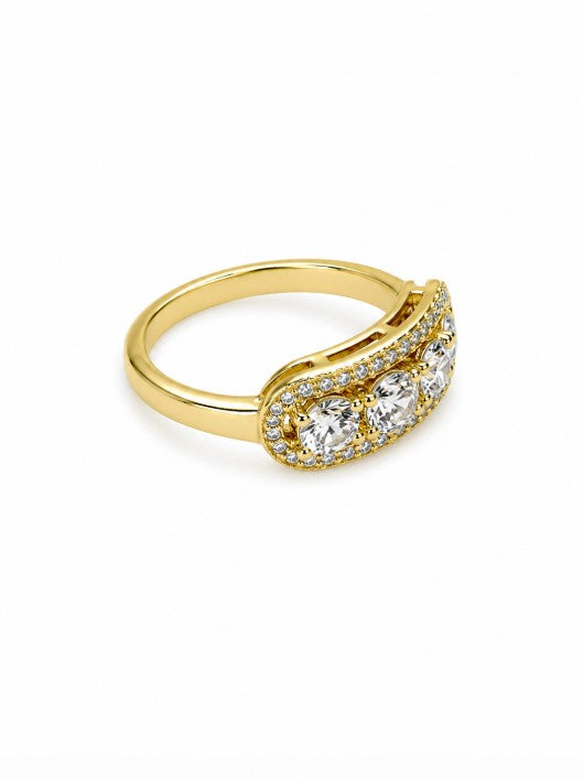 1.24 Ctw Lab Grown Diamond Ring in 925 Yellow Gold Plated