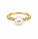Pearl and Lab Grown Diamond Ring in 925 Yellow Gold Plated