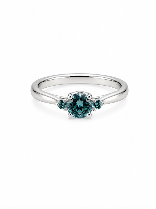 0.71 Ctw Blue Lab Grown Diamond Ring in 925 Platinum Plated