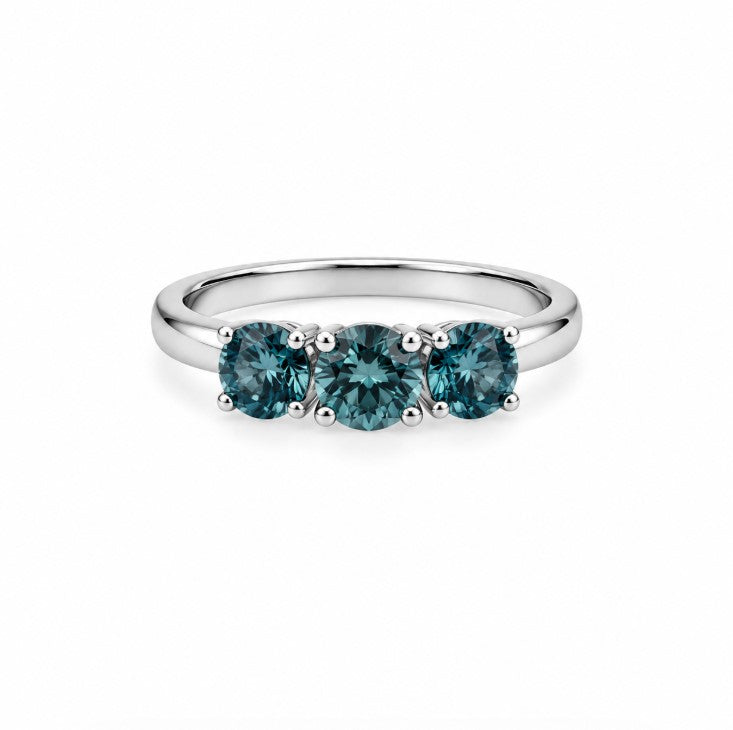 2.27 Ctw Blue Lab Grown Diamond Ring in 925 Platinum Plated