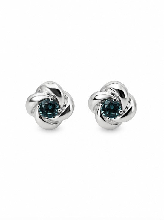 0.66 Ctw Blue Lab Grown Diamond Earring in 925 Platinum Plated