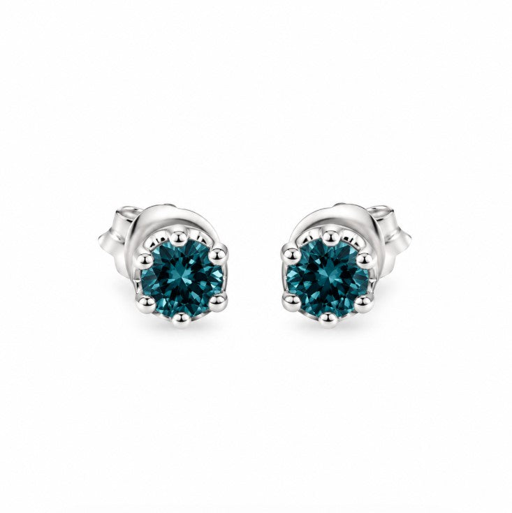 0.91 Ctw Blue Lab Grown Diamond Earring in 925 Platinum Plated