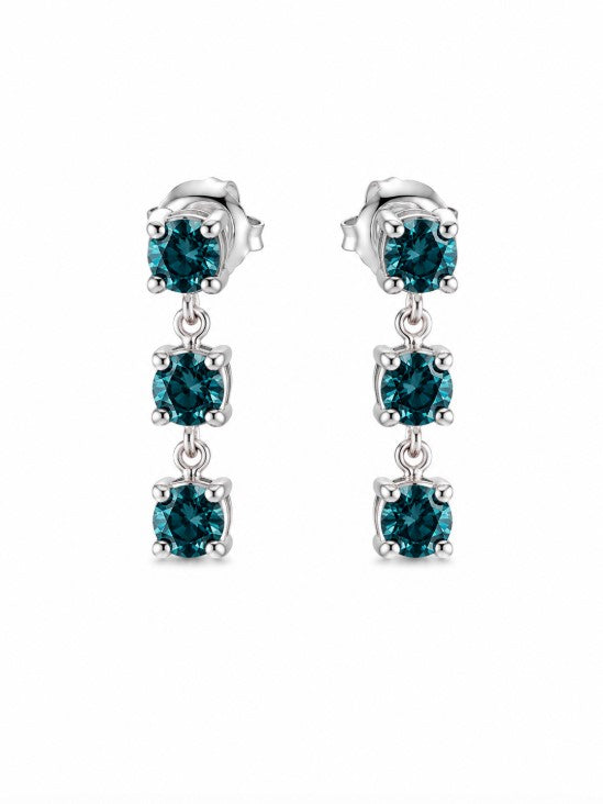 2.20 Ctw Blue Lab Grown Diamond Earring in 925 Platinum Plated