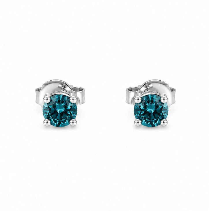 1.21 Ctw Blue Lab Grown Diamond Earring in 925 Platinum Plated