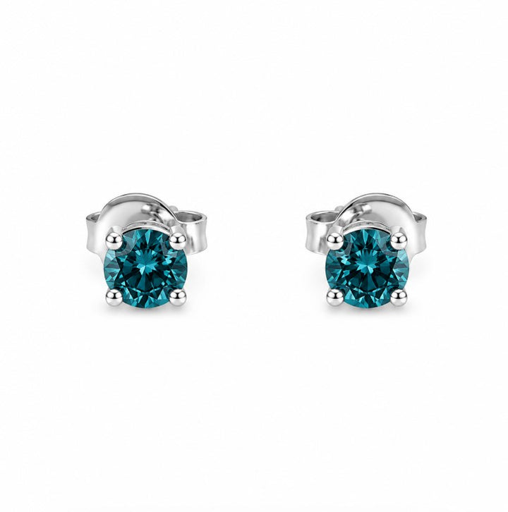 1.21 Ctw Blue Lab Grown Diamond Earring in 925 Platinum Plated