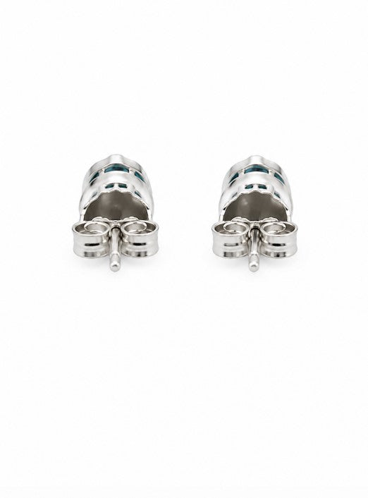 1.21 Ctw Blue Lab Grown Diamond Earring in 925 Platinum Plated