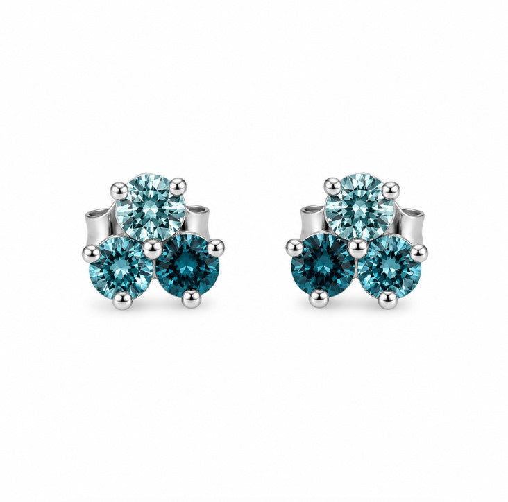 1.73 Ctw Blue Lab Grown Diamond Earring in 925 Platinum Plated