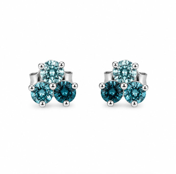 1.73 Ctw Blue Lab Grown Diamond Earring in 925 Platinum Plated