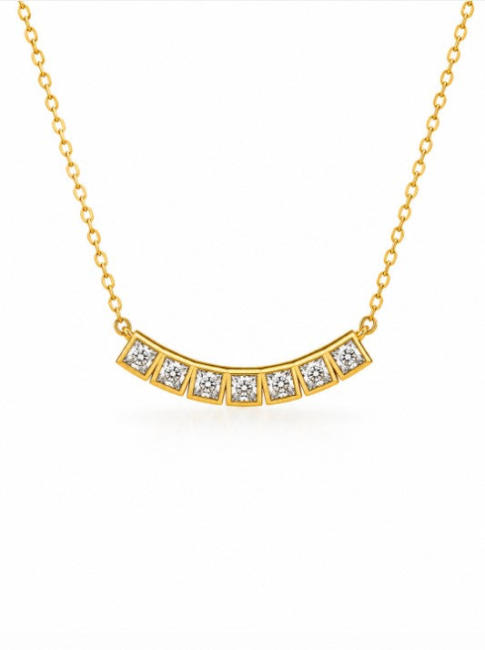 1.20 DEW Moissanite Necklace in 925 Yellow Gold Plated