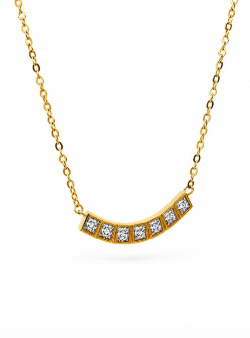 1.20 DEW Moissanite Necklace in 925 Yellow Gold Plated