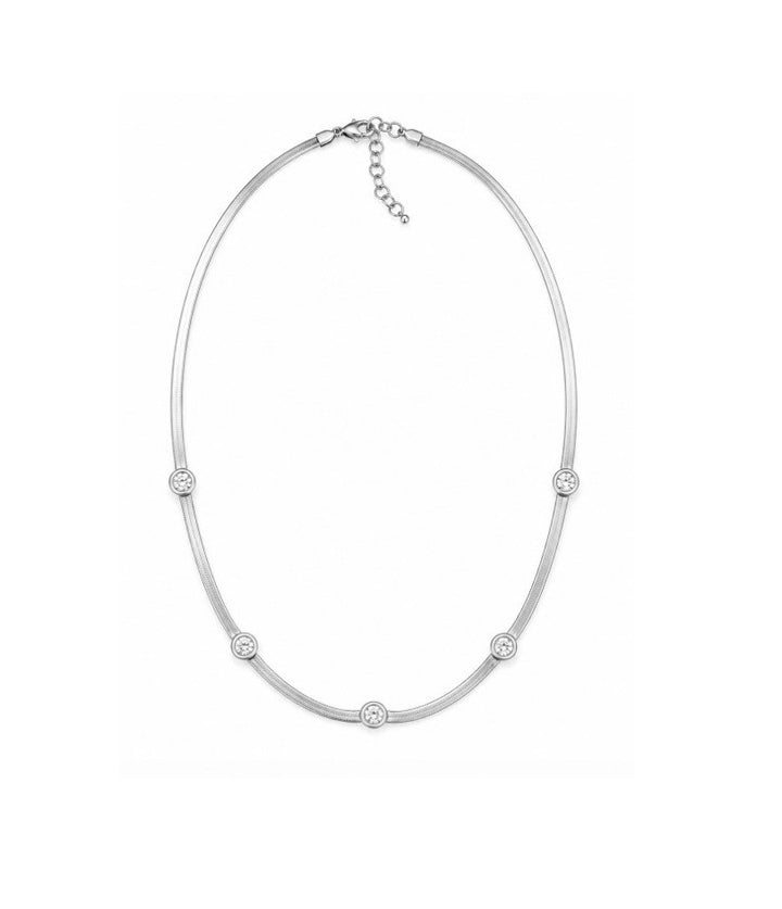 1.30 DEW Moissanite Flex Necklace in 925 Platinum Plated