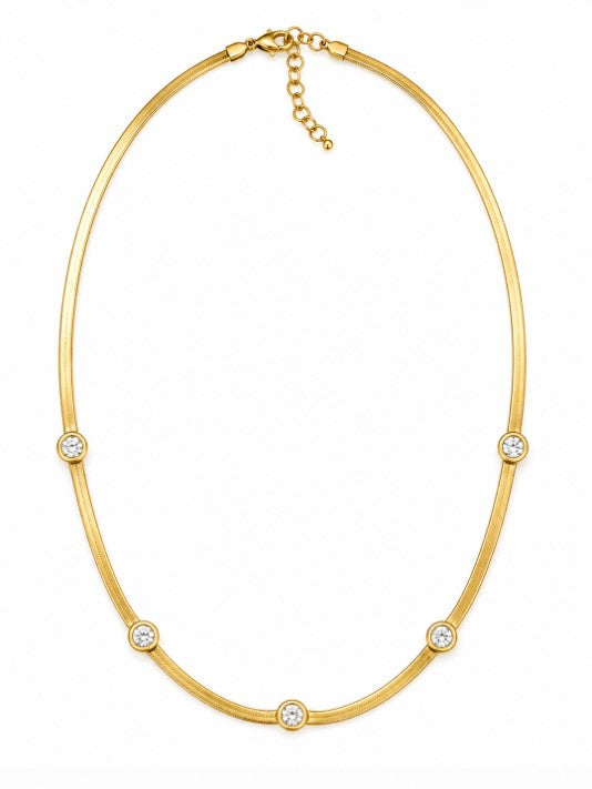 1.30 DEW Moissanite Necklace in 925 Yellow Gold Plated