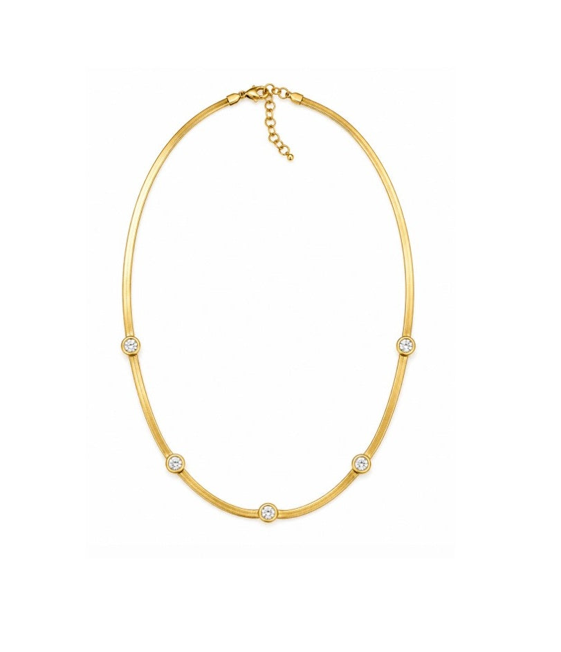 1.30 DEW Moissanite Flex Necklace in 925 Yellow Gold Plated