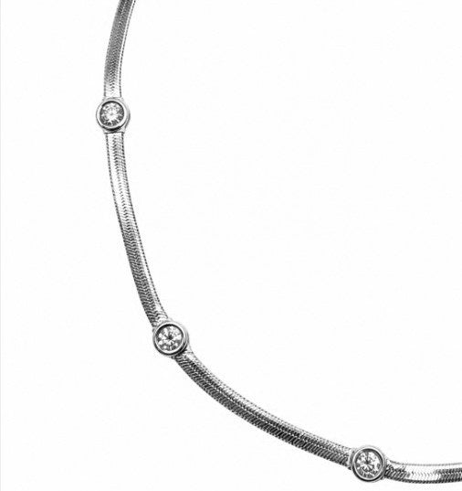 1.30 DEW Moissanite Flex Necklace in 925 Platinum Plated