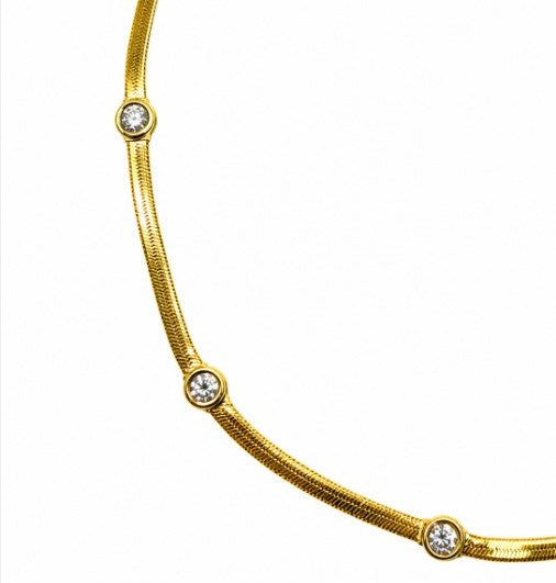 1.30 DEW Moissanite Flex Necklace in 925 Yellow Gold Plated