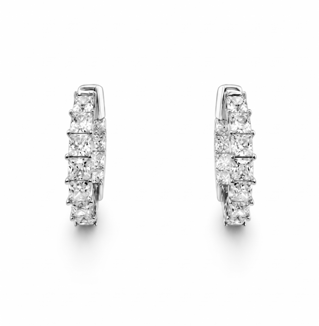 6.70 DEW Moissanite Hoop Earring in 925 Platinum Plated