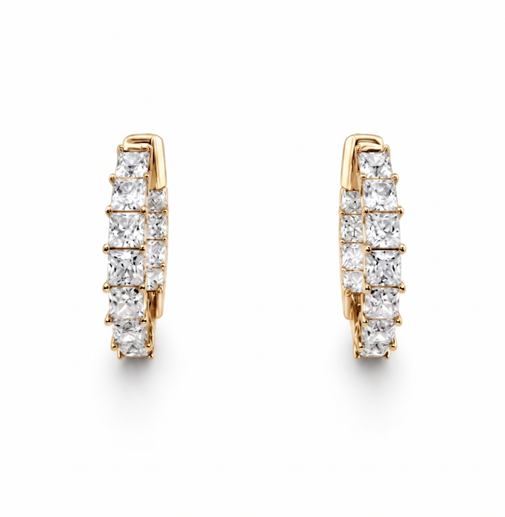 6.70 DEW Moissanite Hoop Earring in 925 Yellow Gold Plated