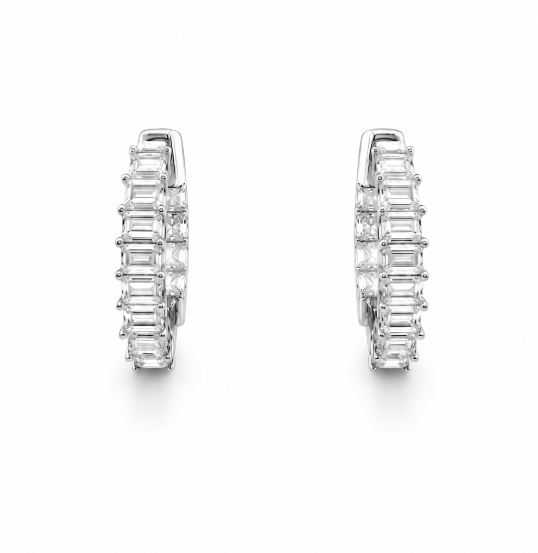 3.10 DEW Moissanite Hoop Earring in 925 Platinum Plated
