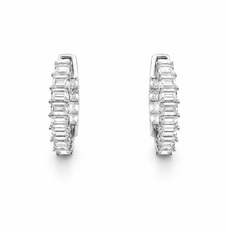 3.10 DEW Moissanite Hoop Earring in 925 Platinum Plated