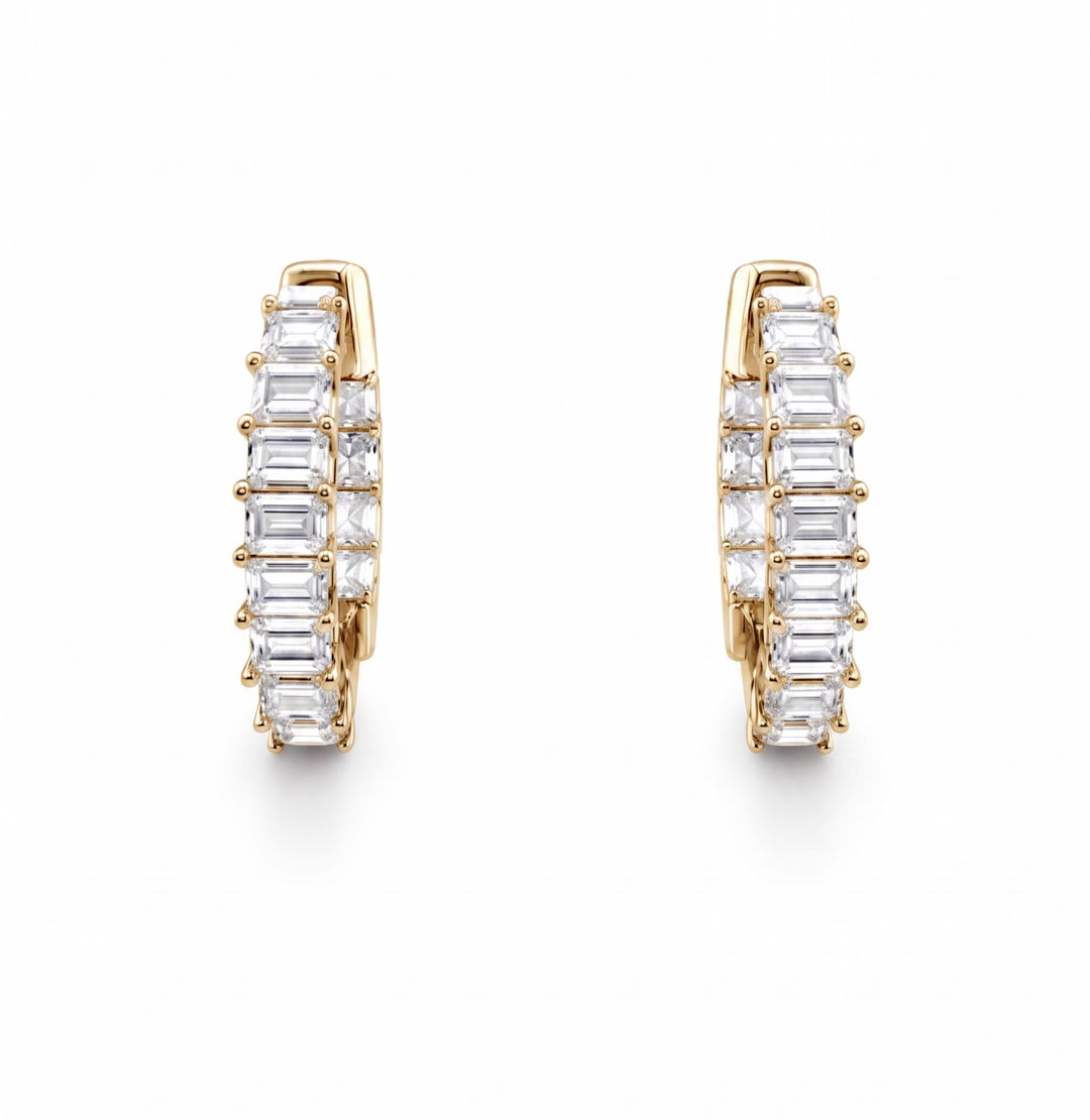 3.10 DEW Moissanite Hoop Earring in 925 Yellow Gold Plated