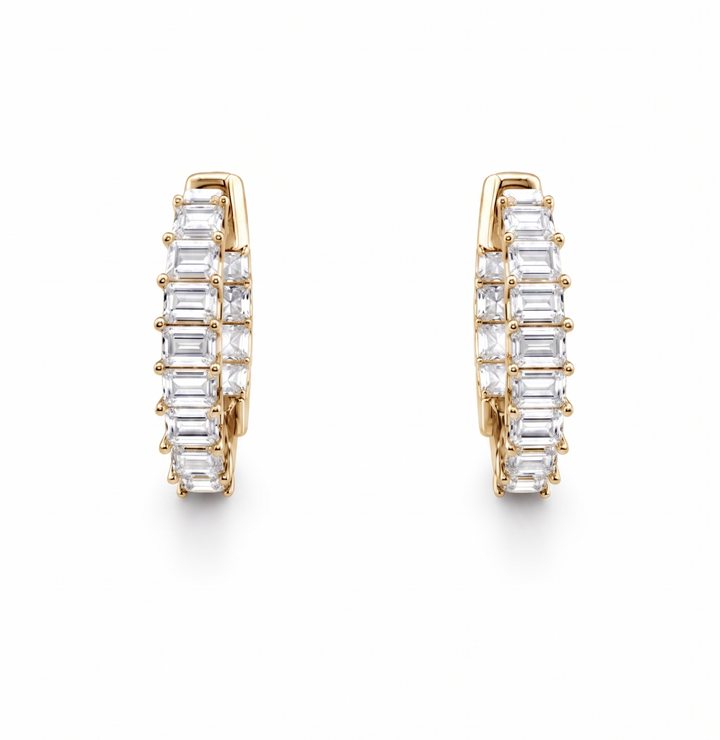 3.10 DEW Moissanite Hoop Earring in 925 Yellow Gold Plated