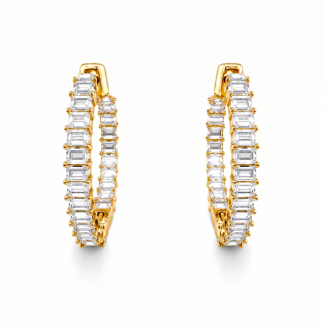 4.50 DEW Moissanite Hoop Earring in 925 Yellow Gold Plated