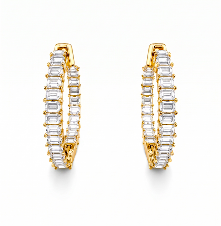 4.50 DEW Moissanite Hoop Earring in 925 Yellow Gold Plated