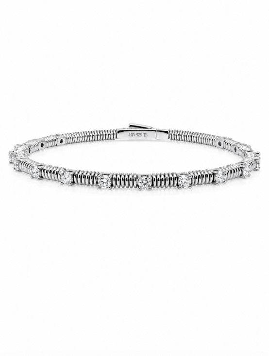 1.55 Ctw Lab Grown Diamond Bangle in 925 Platinum Plated