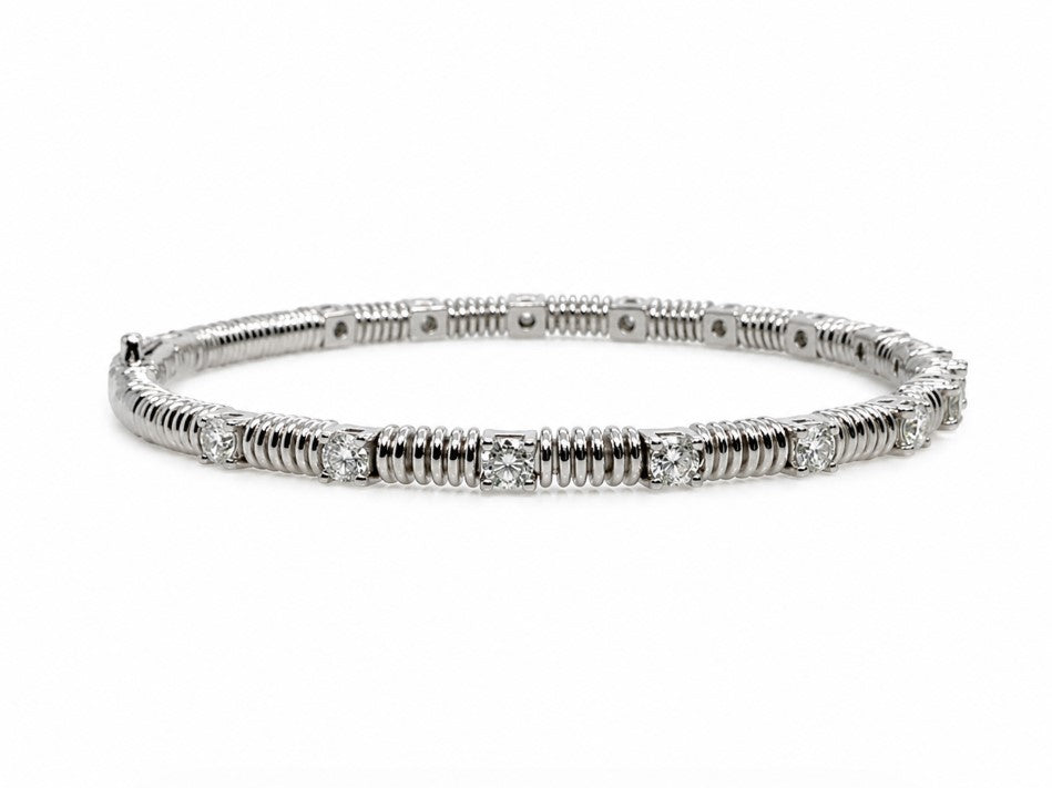 1.55 Ctw Lab Grown Diamond Bangle in 925 Platinum Plated