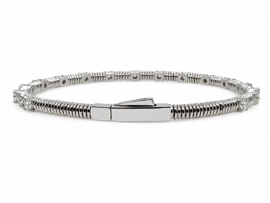 1.55 Ctw Lab Grown Diamond Bangle in 925 Platinum Plated