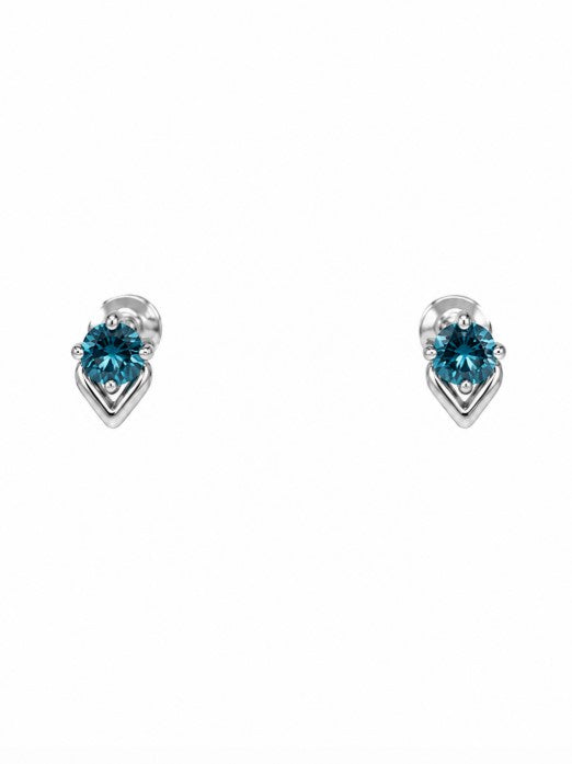 0.68 Ctw Blue Lab Grown Diamond Earring in 925 Platinum Plated