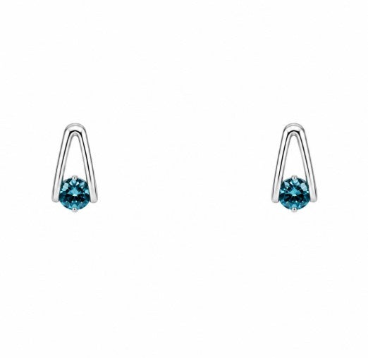 0.58 Ctw Blue Lab Grown Diamond Earring in 925 Platinum Plated