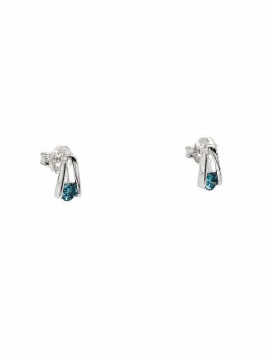 0.58 Ctw Blue Lab Grown Diamond Earring in 925 Platinum Plated