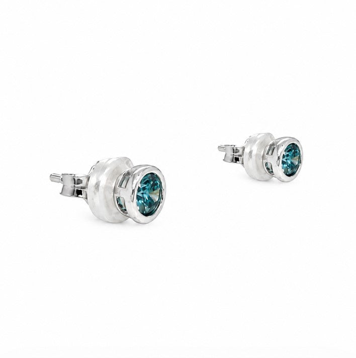 1.22 Ctw Blue Lab Grown Diamond Earring in 925 Platinum Plated