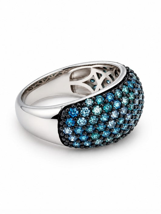2.49 Ctw Blue Lab Grown Diamond Ring in 925 Two Tone