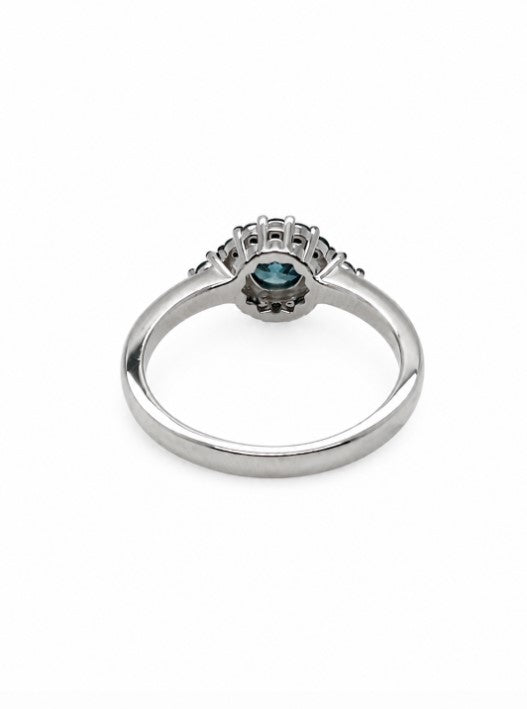 0.96 Ctw Blue Lab Grown Diamond Ring in 925 Two Tone