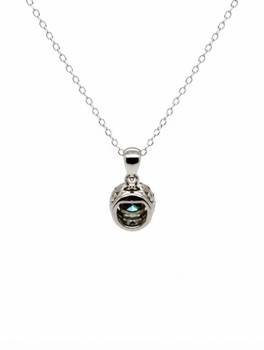 0.93 Ctw Blue Lab Grown Diamond Pendant in 925 Two Tone