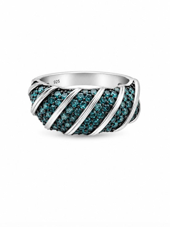 1.52 Ctw Blue Lab Grown Diamond Ring in 925 Two Tone