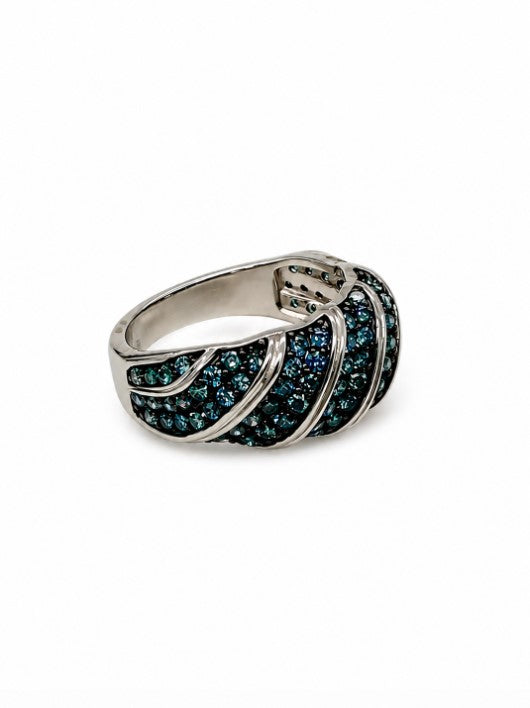 1.52 Ctw Blue Lab Grown Diamond Ring in 925 Two Tone