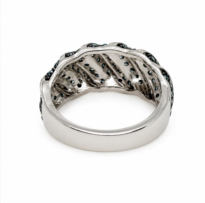 1.52 Ctw Blue Lab Grown Diamond Ring in 925 Two Tone