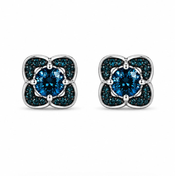 1.07 Ctw Blue Lab Grown Diamond Earring in 925 Two Tone