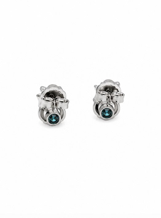 1.07 Ctw Blue Lab Grown Diamond Earring in 925 Two Tone