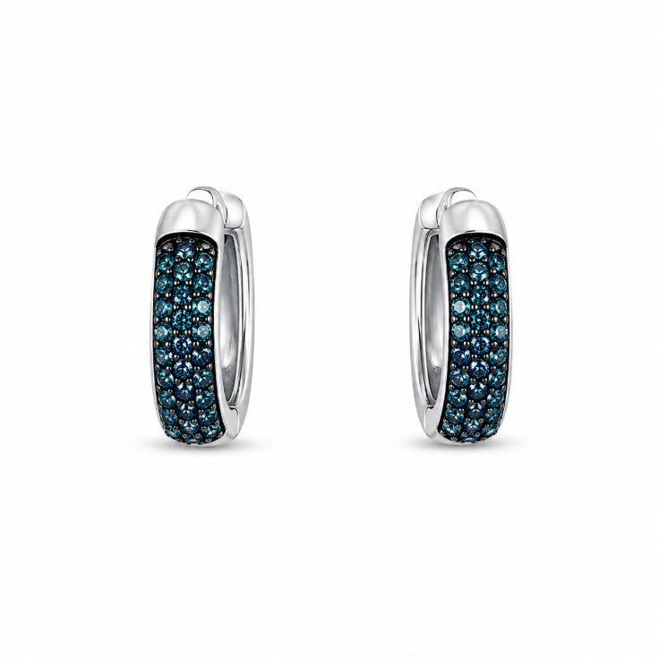 0.79 Ctw Blue Lab Grown Diamond Earring in 925 Two Tone