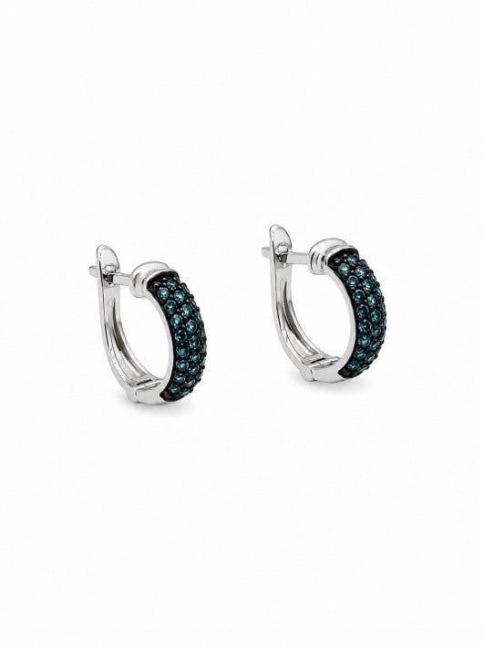 0.79 Ctw Blue Lab Grown Diamond Earring in 925 Two Tone