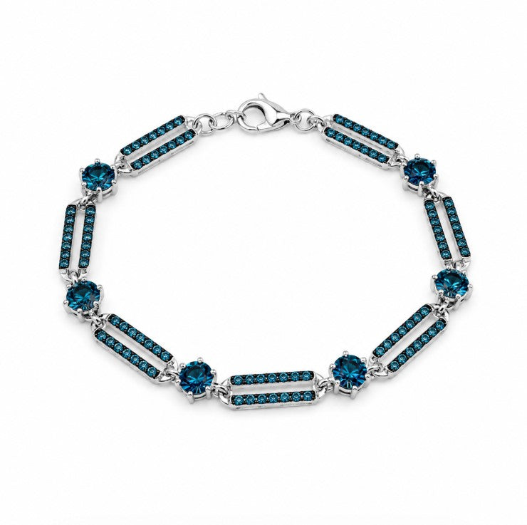 4.45 Ctw Blue Lab Grown Diamond Bracelet in 925 Two Tone
