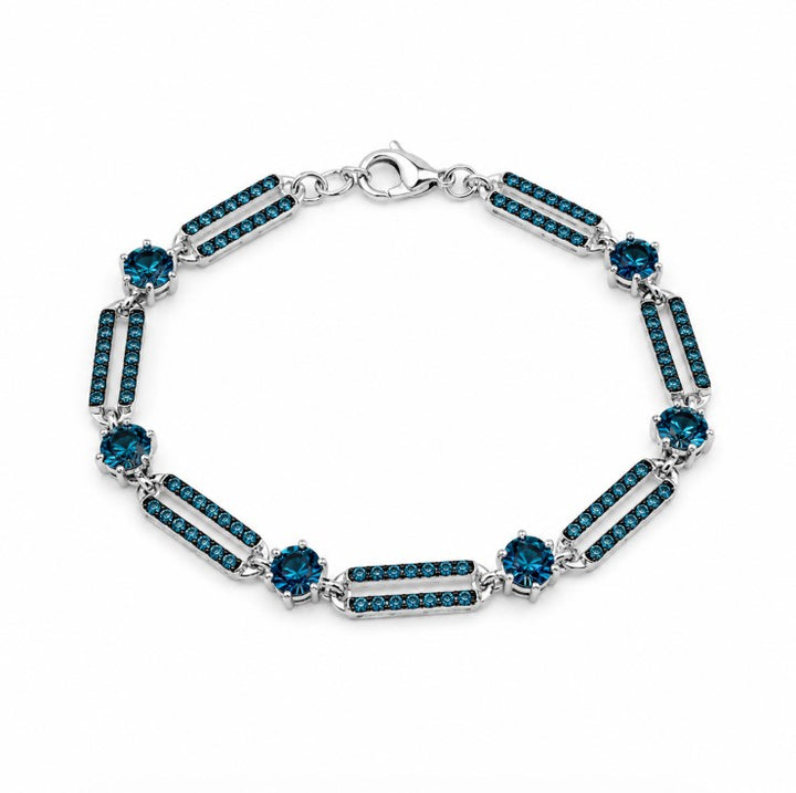 4.45 Ctw Blue Lab Grown Diamond Bracelet in 925 Two Tone