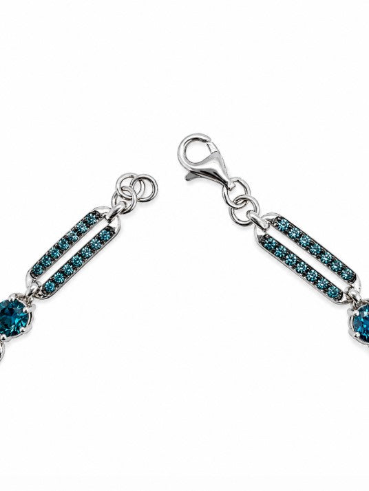 4.45 Ctw Blue Lab Grown Diamond Bracelet in 925 Two Tone